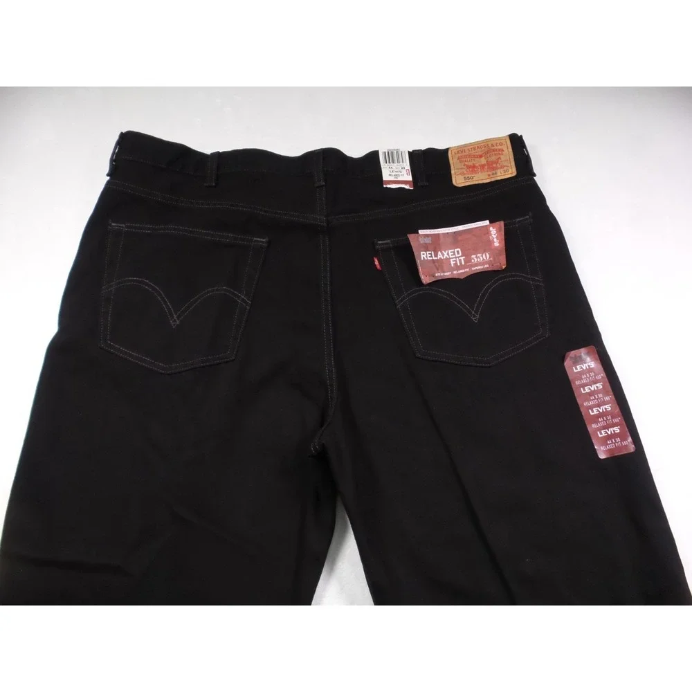 Vintage Levis Mens Jeans 44 x 30 Black Denim 550‎ Tapered Leg Relaxed Fit NWT